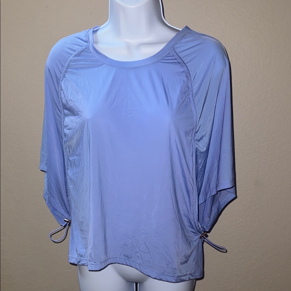 NWT BuffBunny Collection Canopy Crop Ruched Top Rainwater Blue Women’s Size M